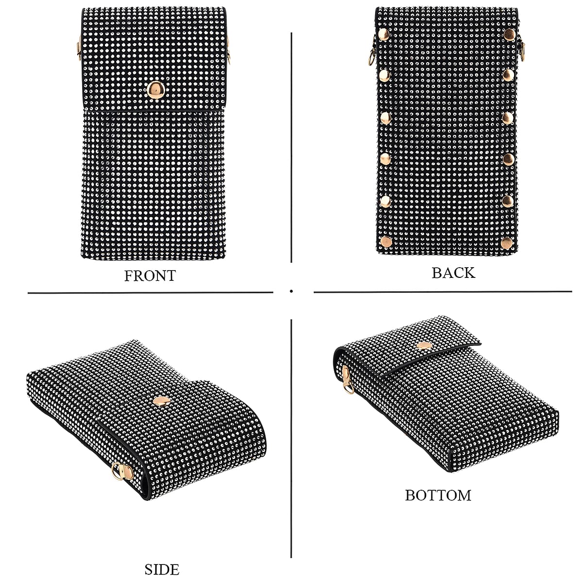 La Marey Silver Rhinestone Faux Leather Crossbody Bag with Lipstick Pouch image number 1