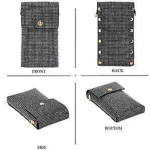 La Marey Silver Rhinestone Faux Leather Crossbody Bag with Lipstick Pouch