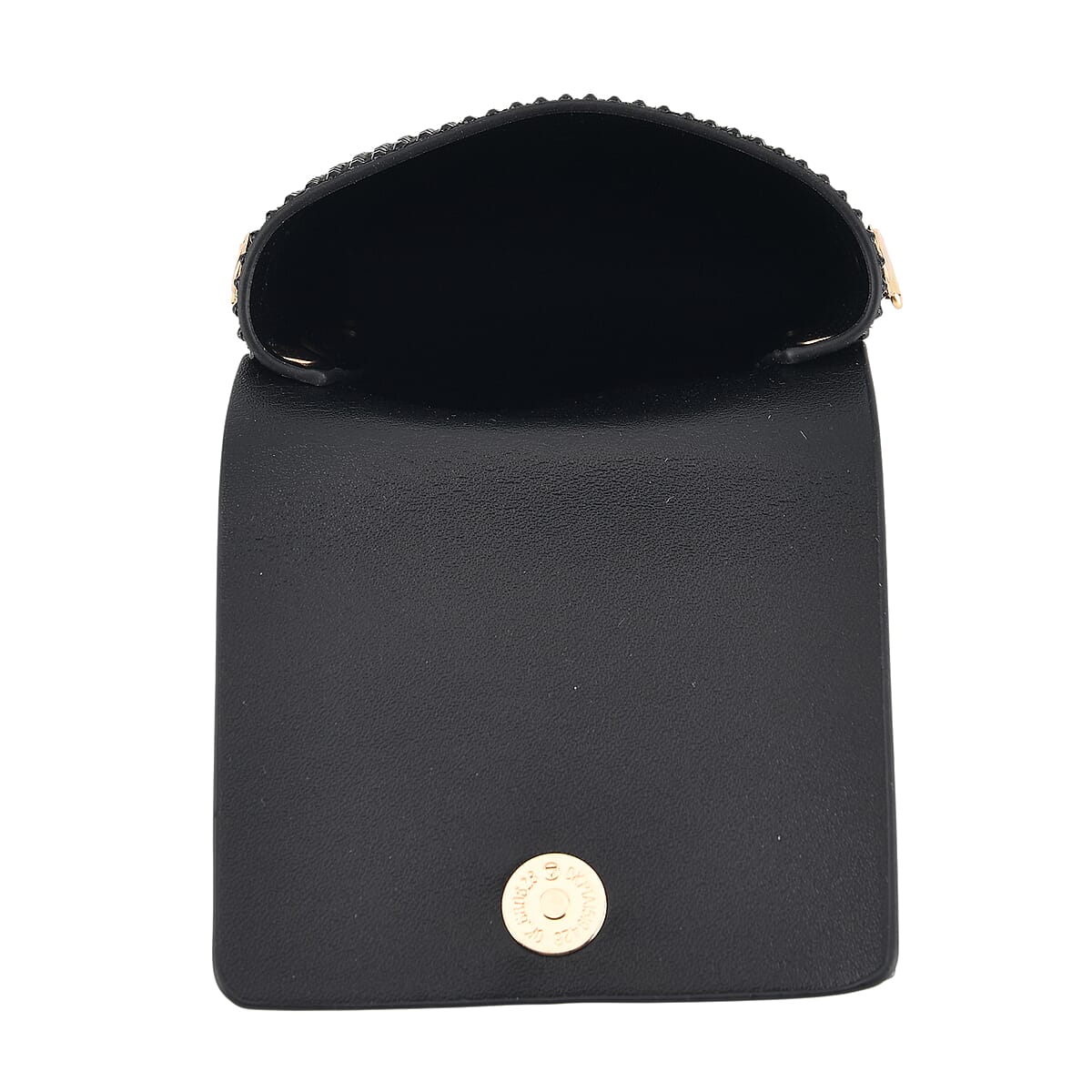 La Marey Black Rhinestone Faux Leather Crossbody Bag with Lipstick Pouch image number 2