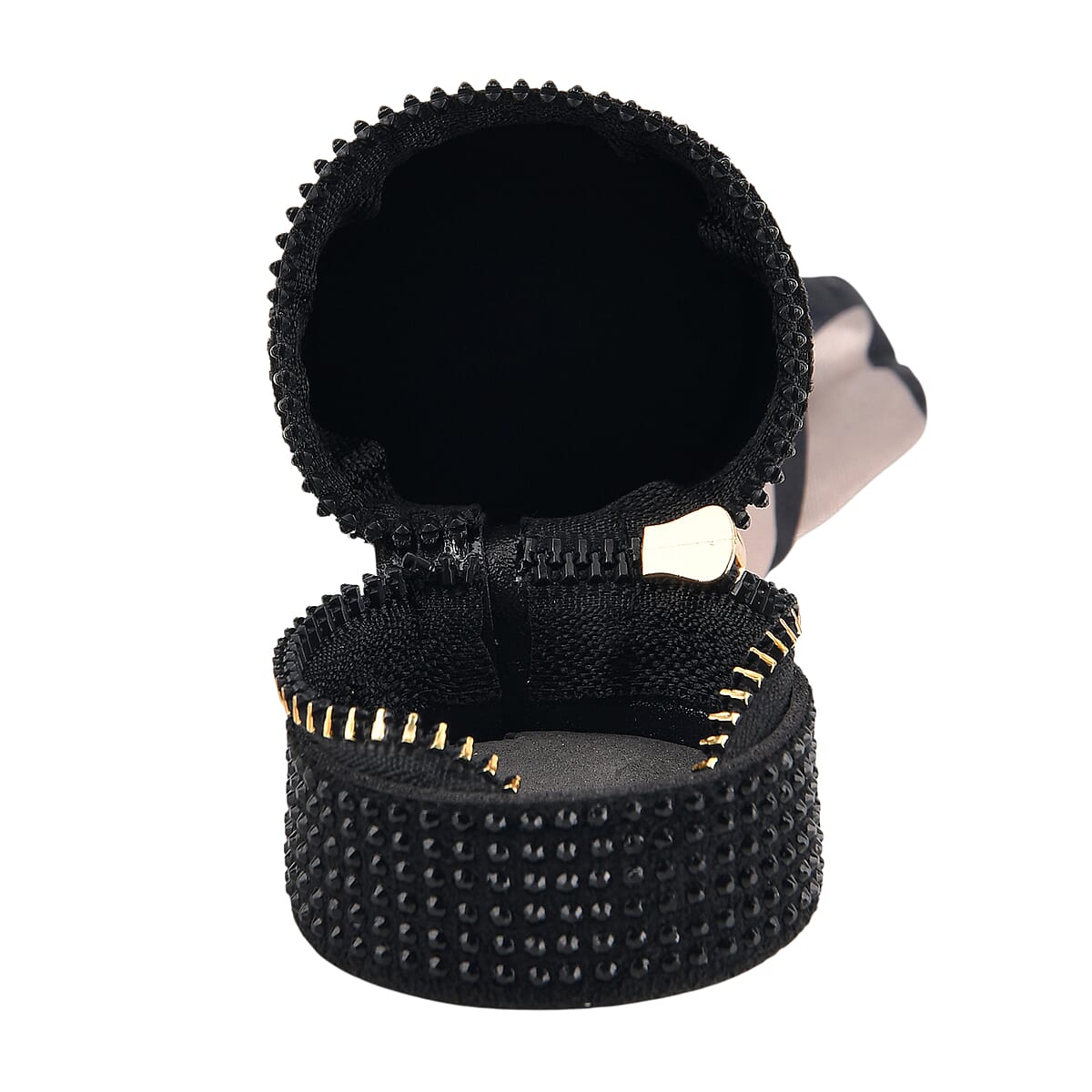 La Marey Black Rhinestone Faux Leather Crossbody Bag with Lipstick Pouch image number 4