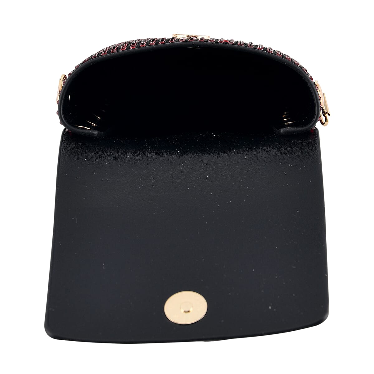 La Marey Red Rhinestone Faux Leather Crossbody Bag with Lipstick Pouch image number 2
