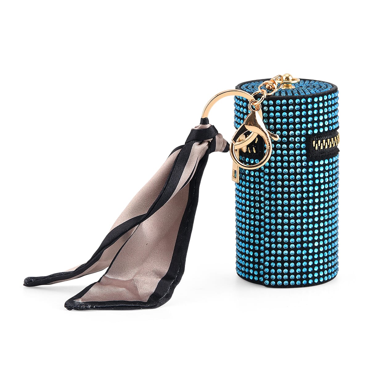 La Marey Blue Rhinestone Faux Leather Crossbody Bag with Lipstick Pouch image number 3