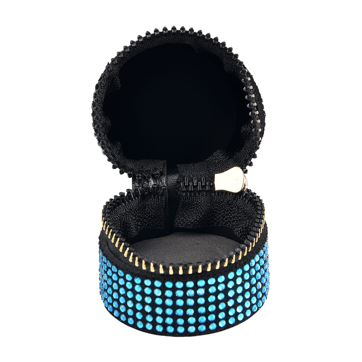 La Marey Blue Rhinestone Faux Leather Crossbody Bag with Lipstick Pouch image number 4