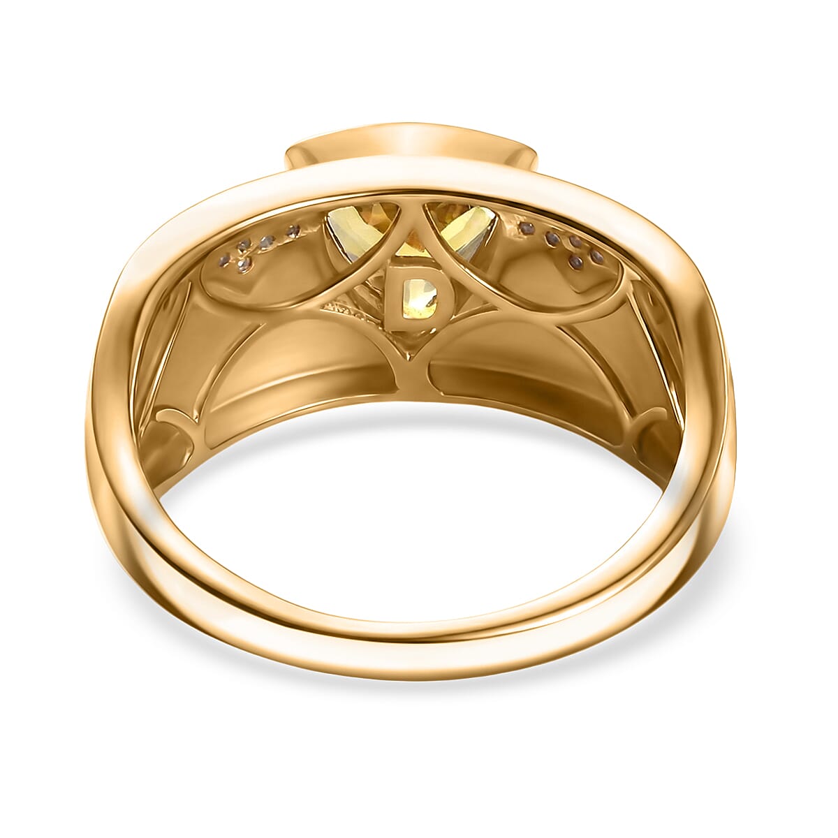 D'Joy Premium Golden Apatite and Moissanite 2.00 ctw Men's Ring in 18K Vermeil Yellow Gold Over Sterling Silver (Size 12.0) image number 4