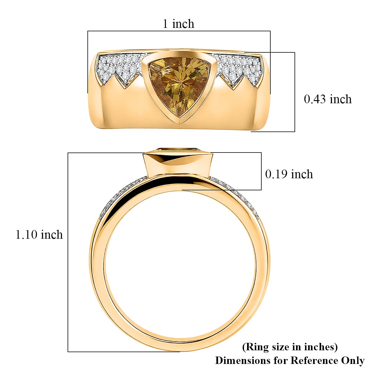 D'Joy Premium Golden Apatite and Moissanite 2.00 ctw Men's Ring in 18K Vermeil Yellow Gold Over Sterling Silver (Size 14.0) image number 5