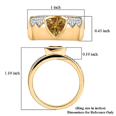 D'Joy Premium Golden Apatite and Moissanite 2.00 ctw Men's Ring in 18K Vermeil Yellow Gold Over Sterling Silver (Size 14.0)