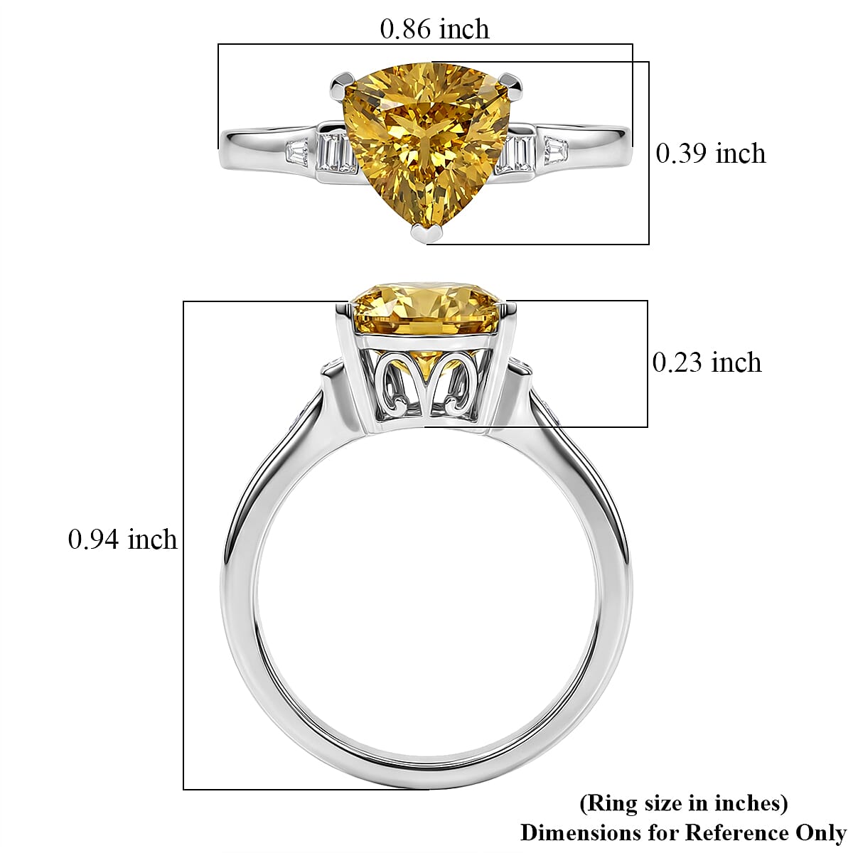 D'Joy Premium Golden Apatite, Moissanite Ring in Rhodium Over Sterling Silver (Size 10.0) 2.15 ctw image number 5