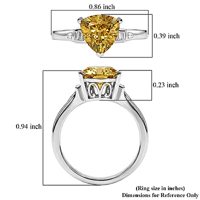 D'Joy Premium Golden Apatite and Moissanite 1.85 ctw Lightframe Ring in Rhodium Over Sterling Silver (Size 7.0)