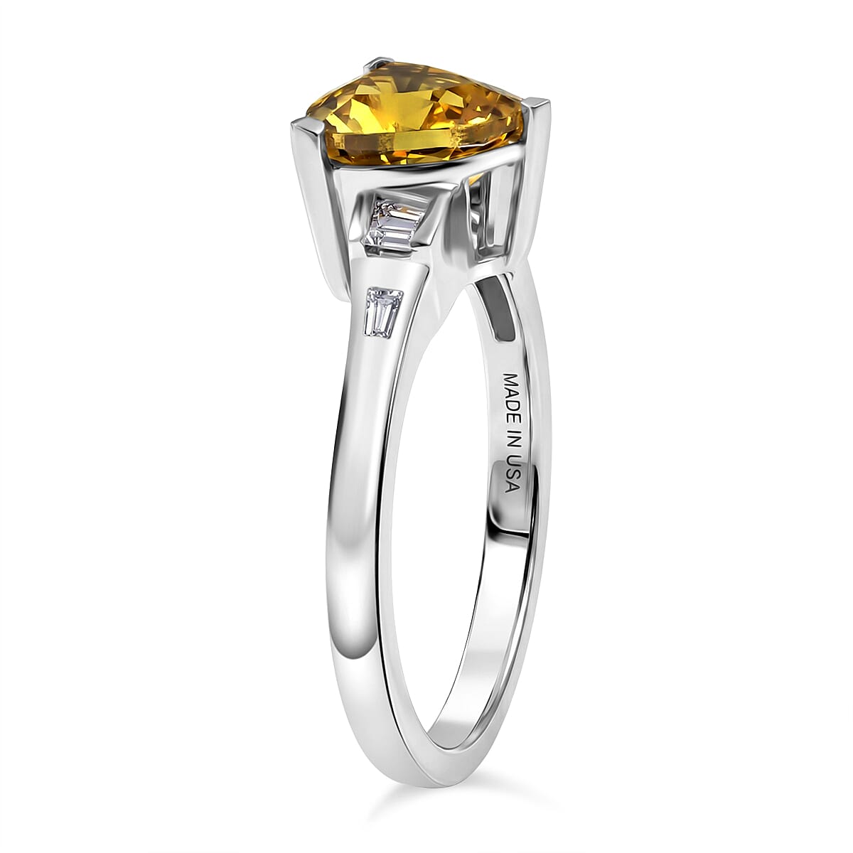 D'Joy Premium Golden Apatite, Moissanite Ring in Rhodium Over Sterling Silver (Size 10.0) 2.15 ctw image number 3
