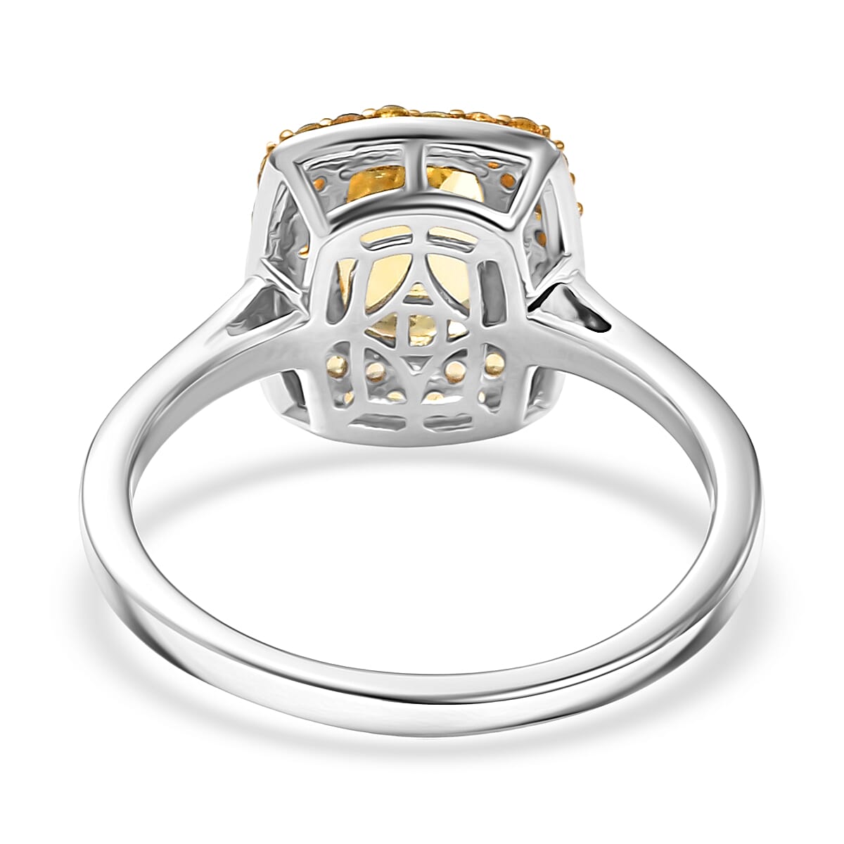D'Joy Premium Golden Apatite and Yellow Sapphire 2.00 ctw Golden Glowfield Ring in 18K Vermeil YG and Rhodium Over Sterling Silver (Size 6.0)