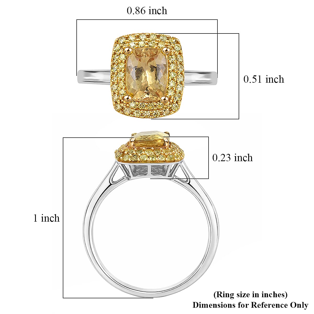 D'Joy Premium Golden Apatite and Yellow Sapphire 2.00 ctw Golden Glowfield Ring in 18K Vermeil YG and Rhodium Over Sterling Silver (Size 6.0) image number 5