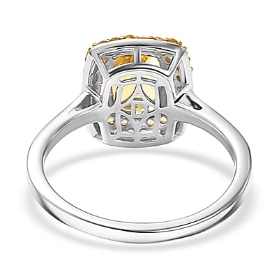 D'Joy Premium Golden Apatite and Yellow Sapphire 2.00 ctw Golden Glowfield Ring in 18K Vermeil YG and Rhodium Over Sterling Silver (Size 8.0)