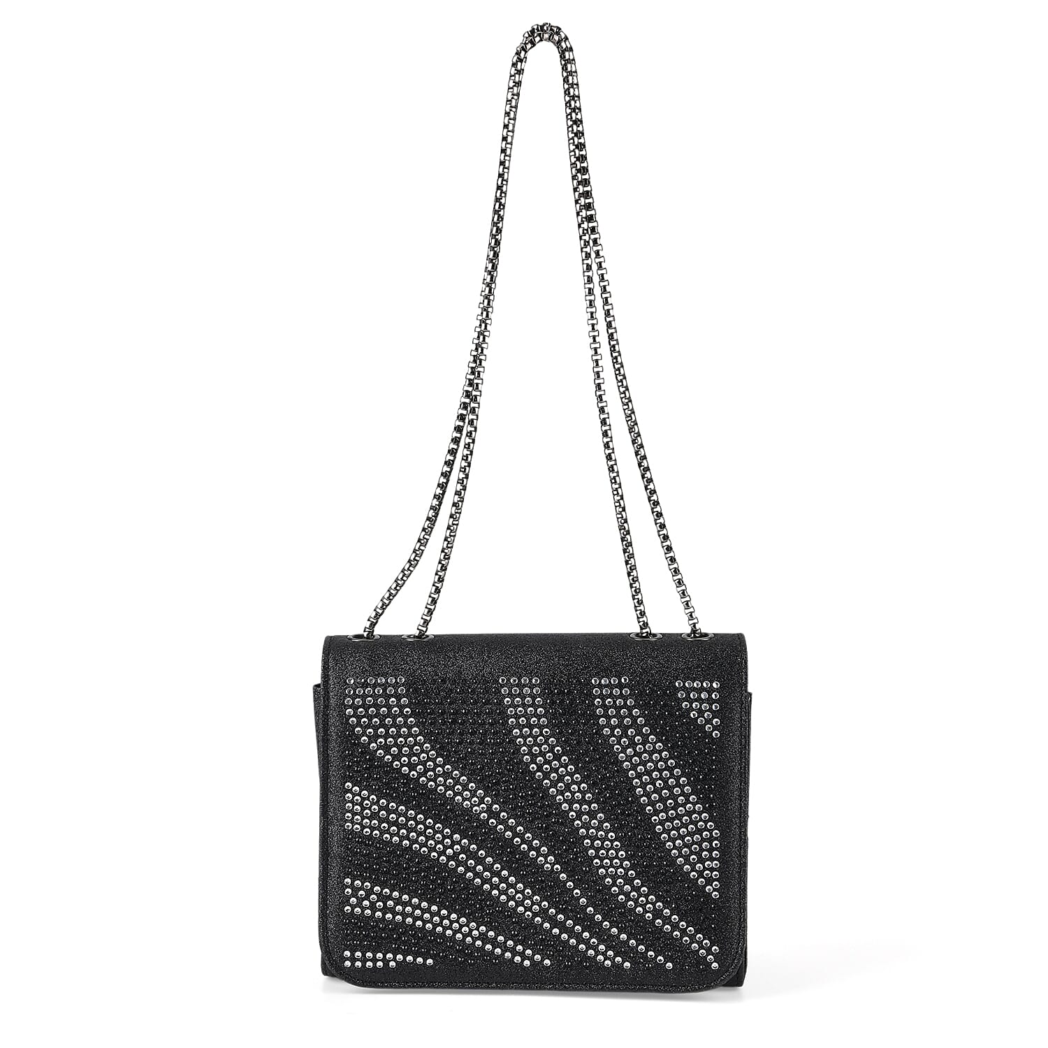 La Marey Black Rhinestone Zebra Stripes Crossbody Bag
