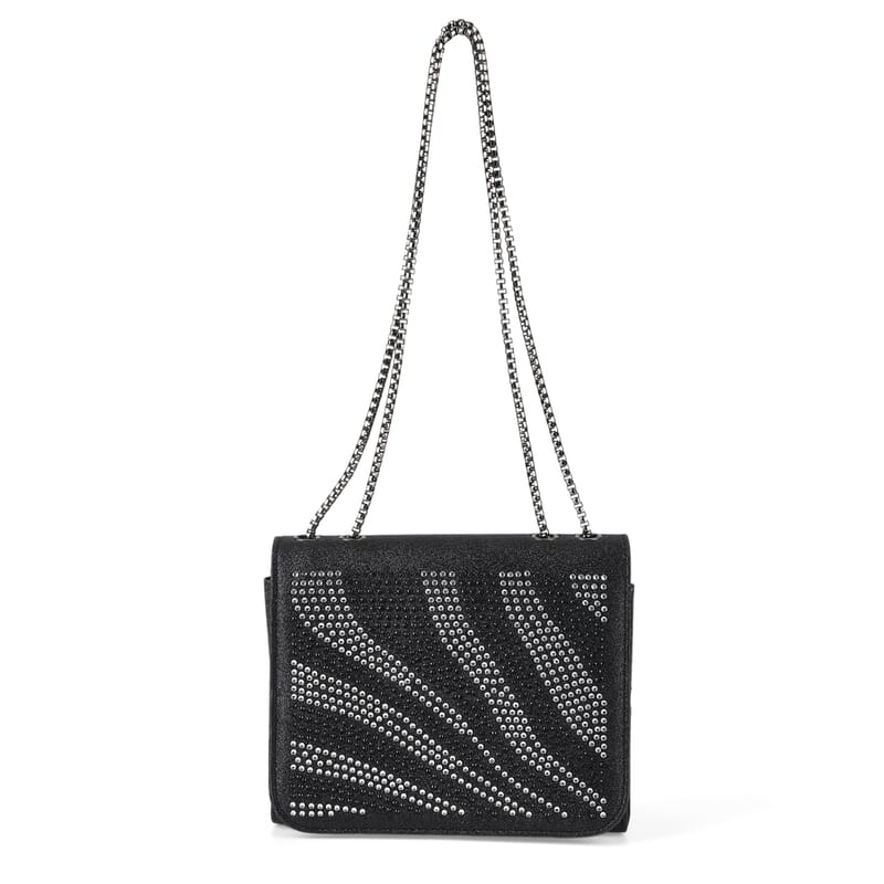 La Marey Black Rhinestone Zebra Stripes Crossbody Bag