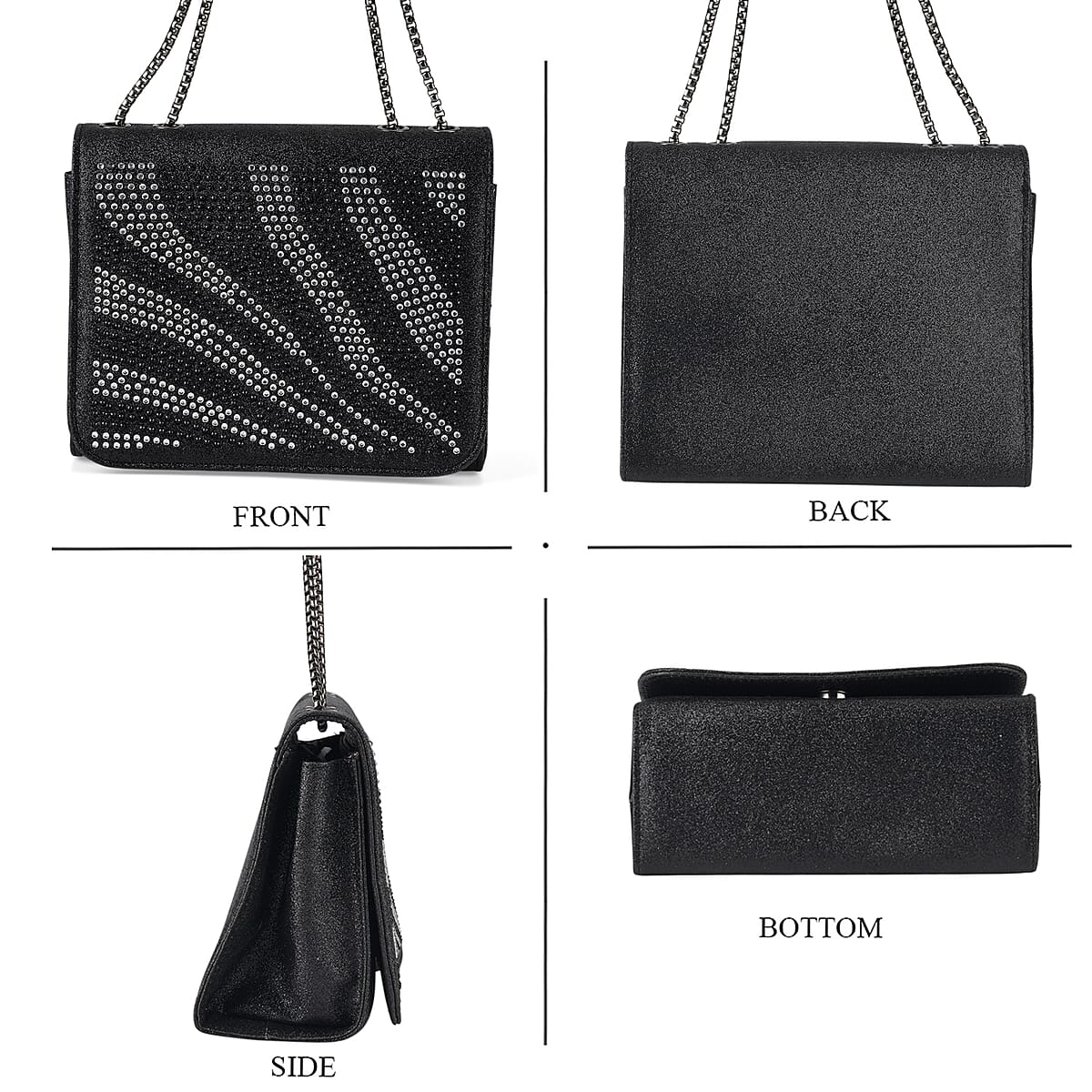 La Marey Black Rhinestone Zebra Stripes Crossbody Bag image number 1