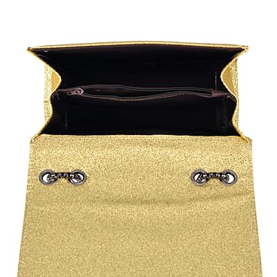 La Marey Gold Rhinestone Zebra Stripes Crossbody Bag