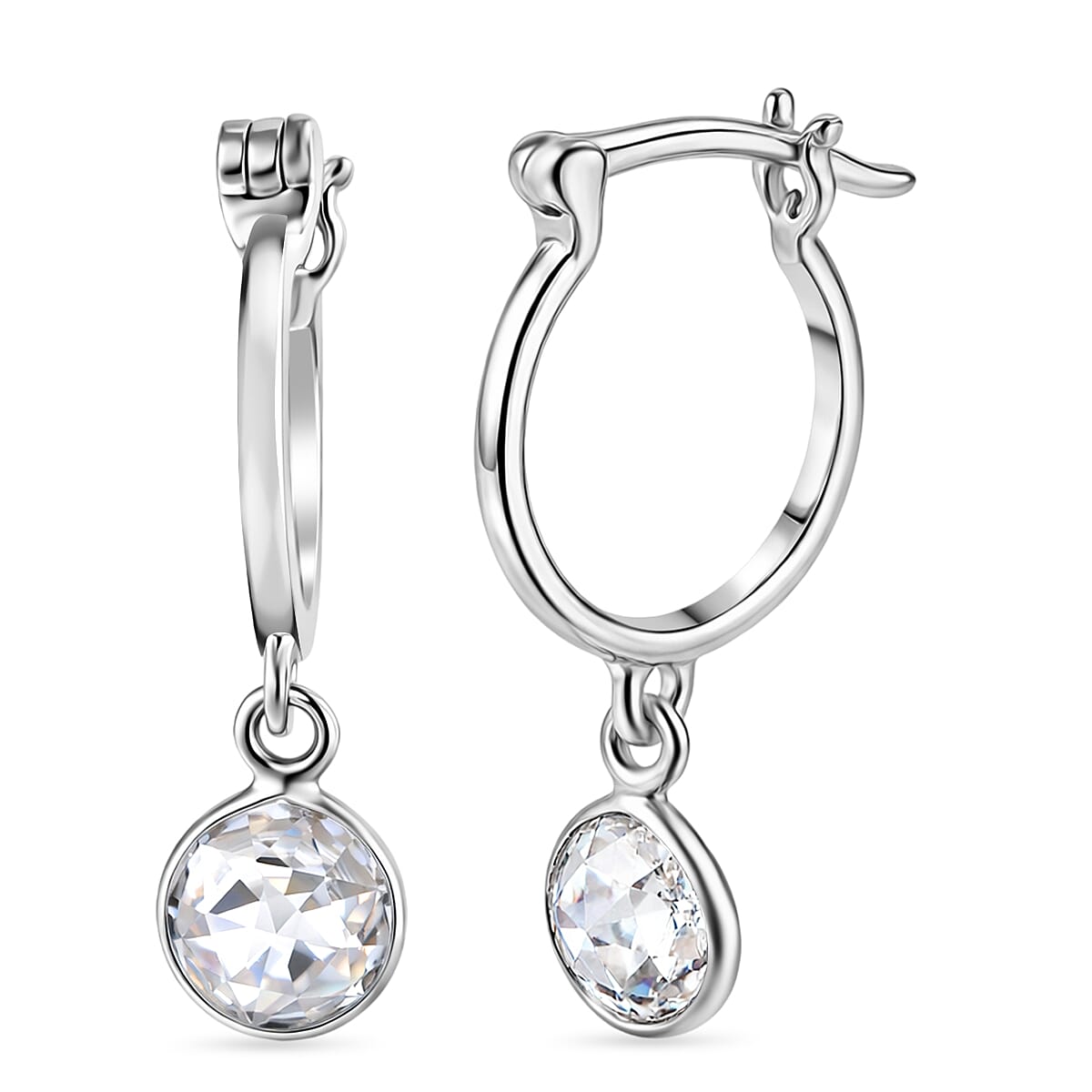 D'Joy Moissanite 1.60 ctw Hoop Earrings in Platinum Over Sterling Silver