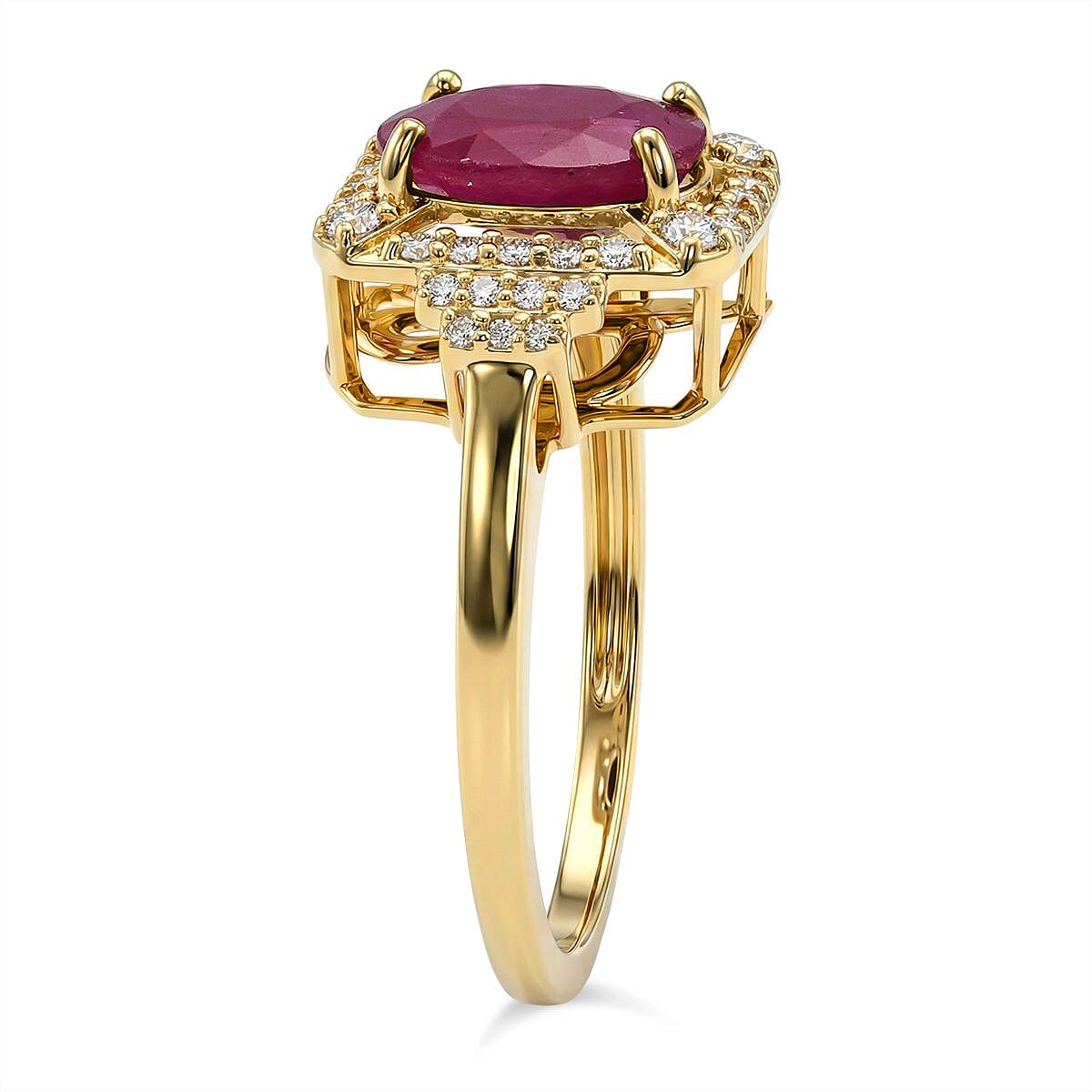 Luxoro AAA Mozambique Ruby, Diamond Ring in 10K Yellow Gold 3.35 ctw (Size 6.0) image number 3