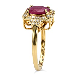 Luxoro AAA Montepuez Ruby, Diamond Ring in 10K Yellow Gold 3.35 ctw (Size 6.0)