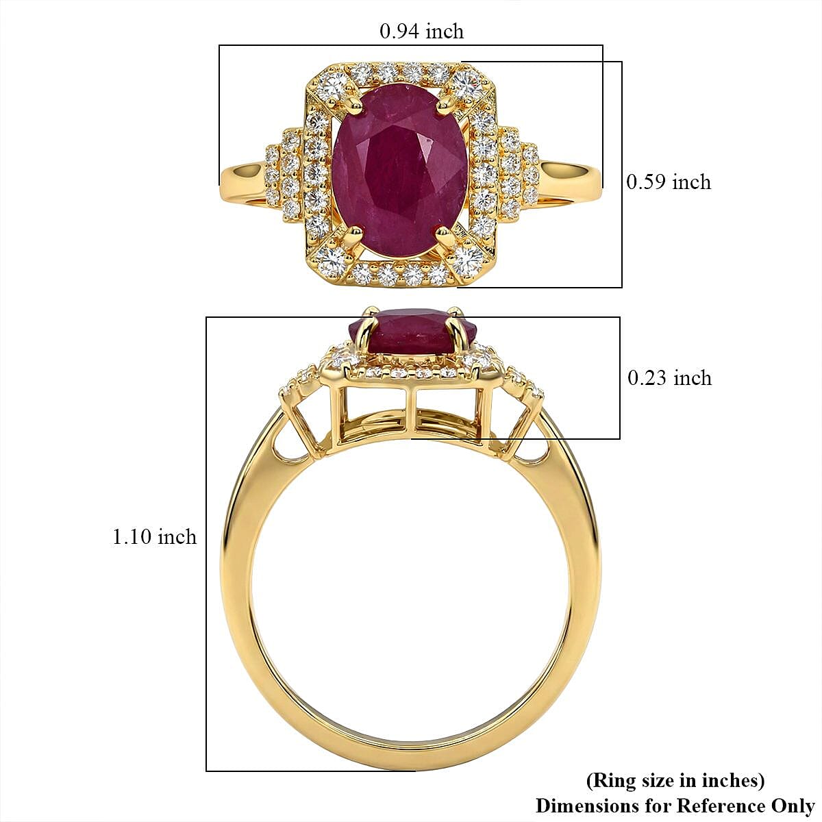 Luxoro AAA Mozambique Ruby, Diamond Ring in 10K Yellow Gold 3.35 ctw (Size 6.0) image number 5