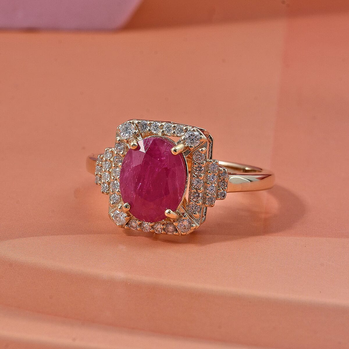 Luxoro AAA Montepuez Ruby, Diamond Ring in 10K Yellow Gold 3.35 ctw (Size 7.0) image number 1