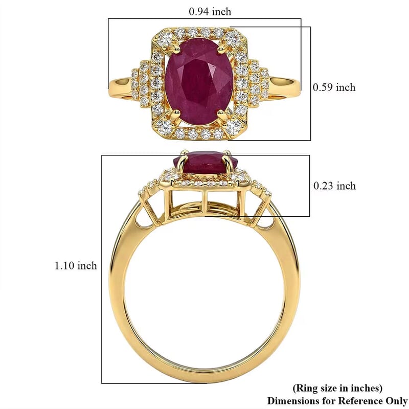 Luxoro AAA Montepuez Ruby, Diamond Ring in 10K Yellow Gold 3.35 ctw (Size 7.0)