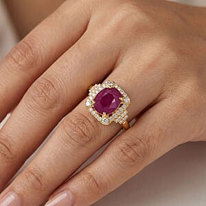 Luxoro AAA Montepuez Ruby, Diamond Ring in 10K Yellow Gold 3.35 ctw (Size 8.0)