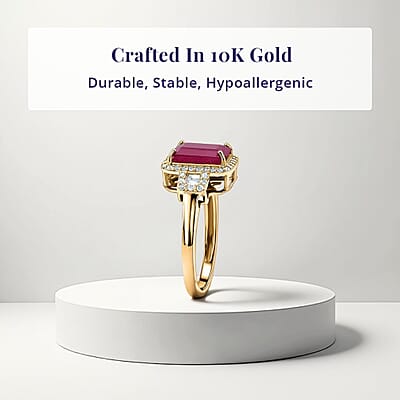 Luxoro AAA Montepuez Ruby, Diamond Ring in 10K Yellow Gold 2.60 ctw (Size 7.0)