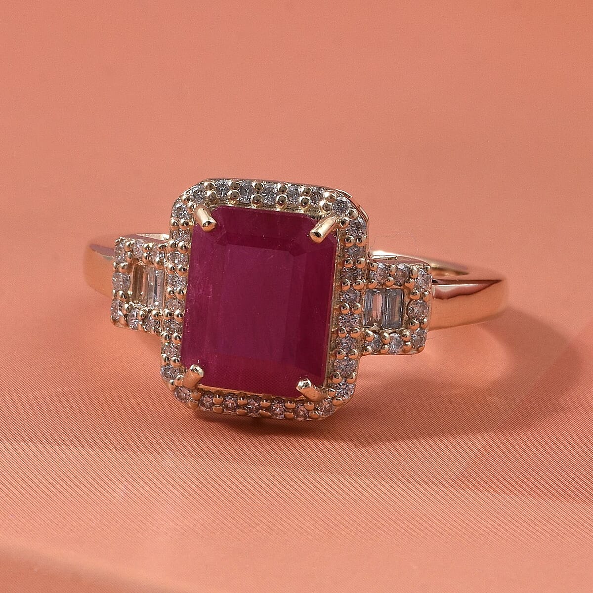 Luxoro AAA Montepuez Ruby, Diamond Ring in 10K Yellow Gold 2.60 ctw (Size 9) image number 1