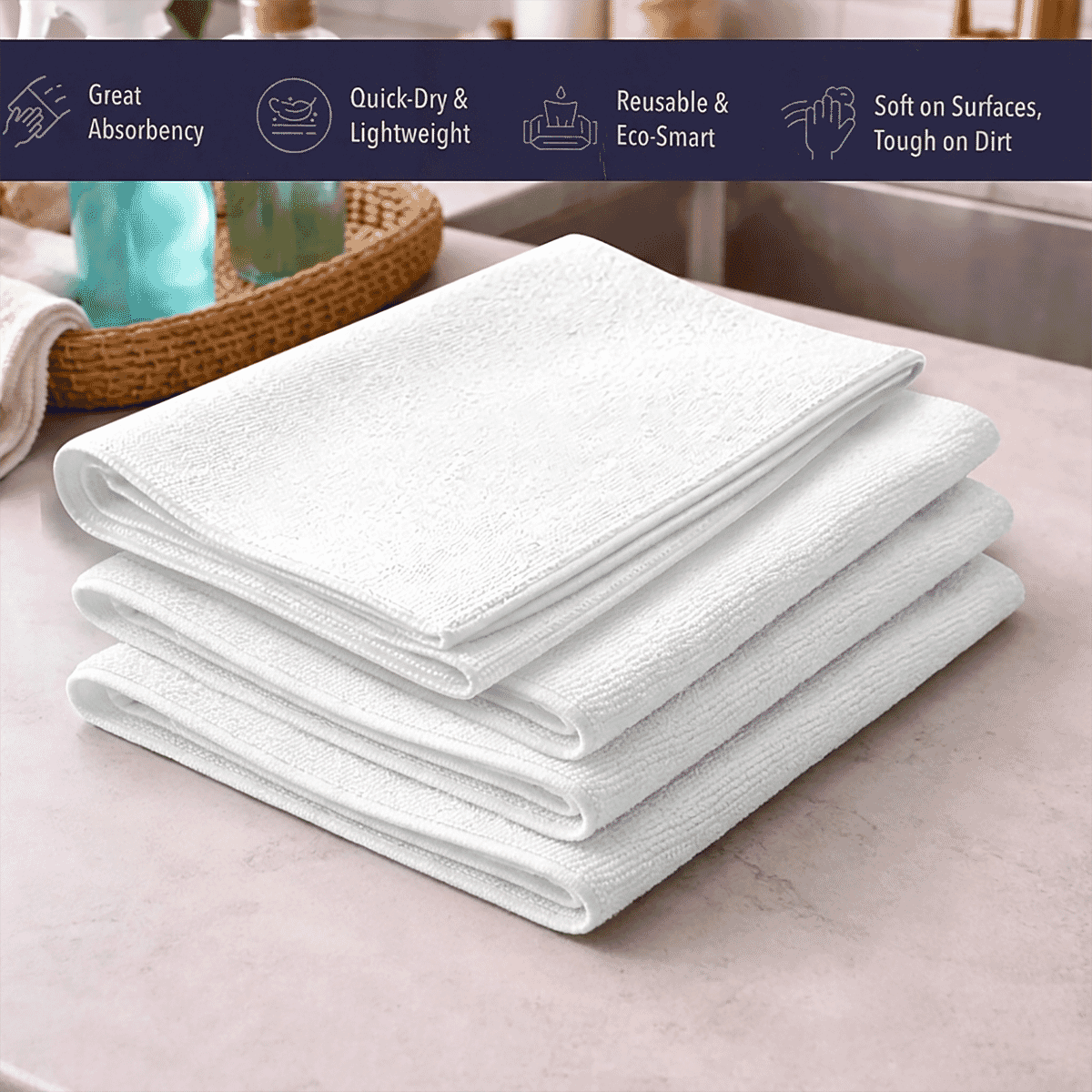 Livmore White 100% Micro Polyester Wipe Towel image number 2