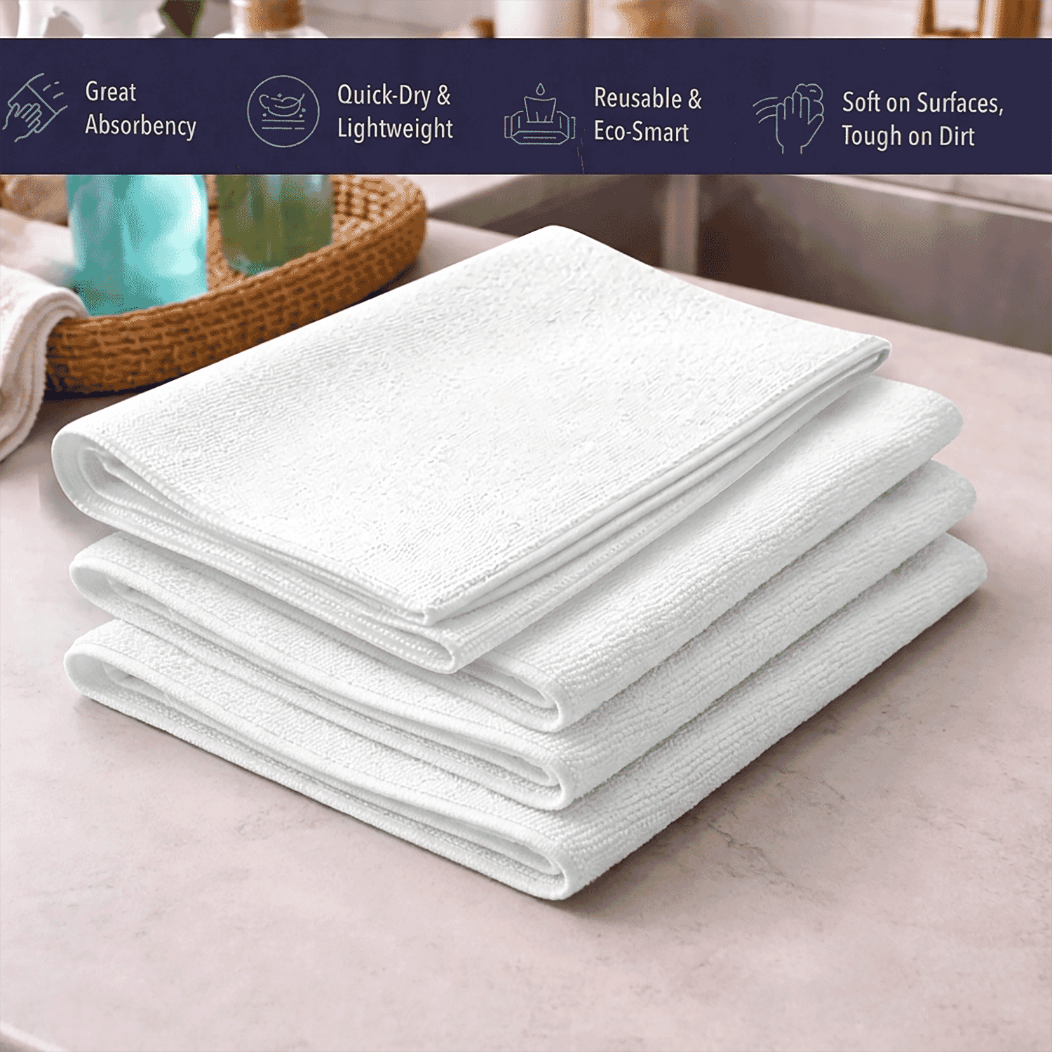 Livmore White 100% Micro Polyester Wipe Towel