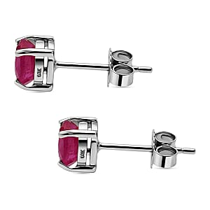 AAA Montepuez Ruby Solitaire Stud Earrings in 10K White Gold 1.30 ctw