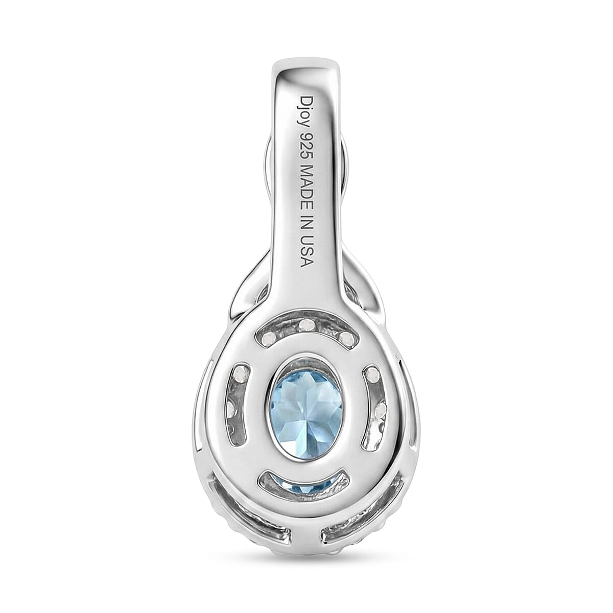D'Joy Premium Mangaro Aquamarine and White Zircon 0.50 ctw Pendant Without Chain in Rhodium Over Sterling Silver