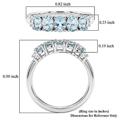 D'Joy Premium Mangoro Aquamarine and White Zircon 0.90 ctw Ring in Rhodium Over Sterling Silver (Size 5.0)