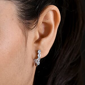 D'Joy Premium Mangoro Aquamarine 1.30 ctw Earrings in Rhodium Over Sterling Silver