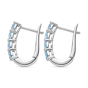 D'Joy Premium Mangoro Aquamarine 1.30 ctw Earrings in Rhodium Over Sterling Silver