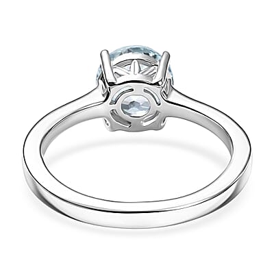 D'Joy Premium Mangoro Aquamarine 1.20 ctw Ring in Rhodium Over Sterling Silver (Size 5.0)