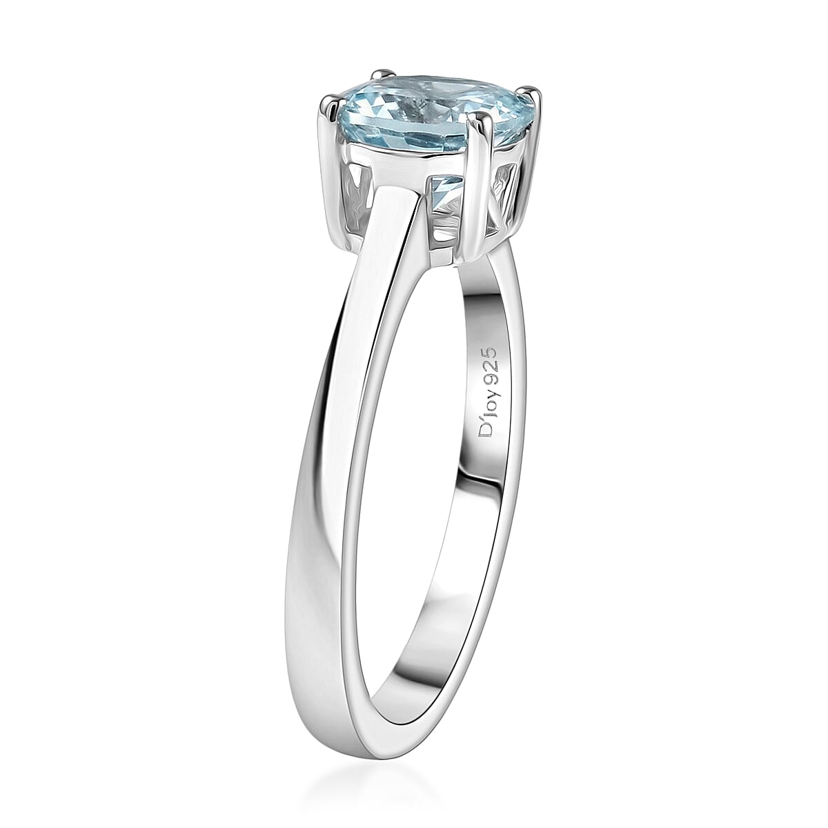 D'Joy Premium Mangoro Aquamarine 1.20 ctw Ring in Rhodium Over Sterling Silver (Size 6.0)