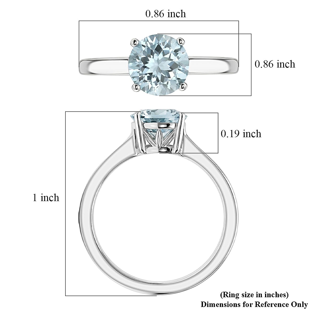 D'Joy Premium Mangoro Aquamarine 1.20 ctw Ring in Rhodium Over Sterling Silver (Size 6.0)