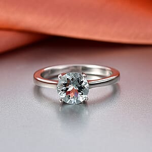D'Joy Premium Mangoro Aquamarine 1.20 ctw Ring in Rhodium Over Sterling Silver