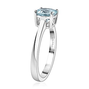D'Joy Premium Mangoro Aquamarine 1.20 ctw Ring in Rhodium Over Sterling Silver