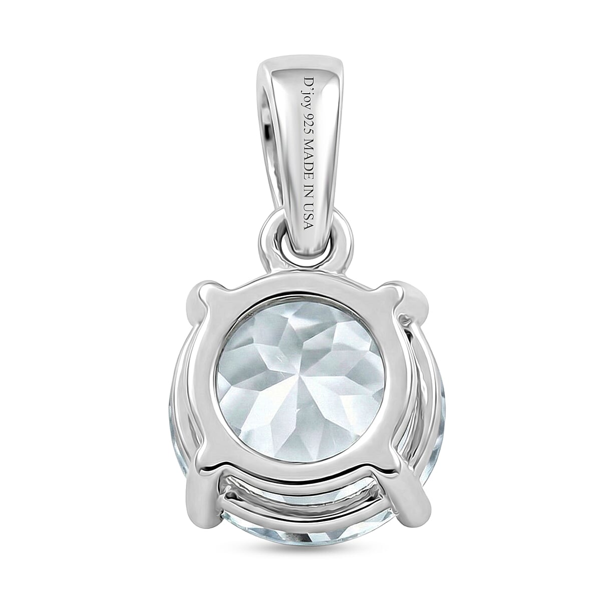 D'Joy Premium Mangaro Aquamarine 1.20 ctw Pendant Without Chain in Rhodium Over Sterling Silver