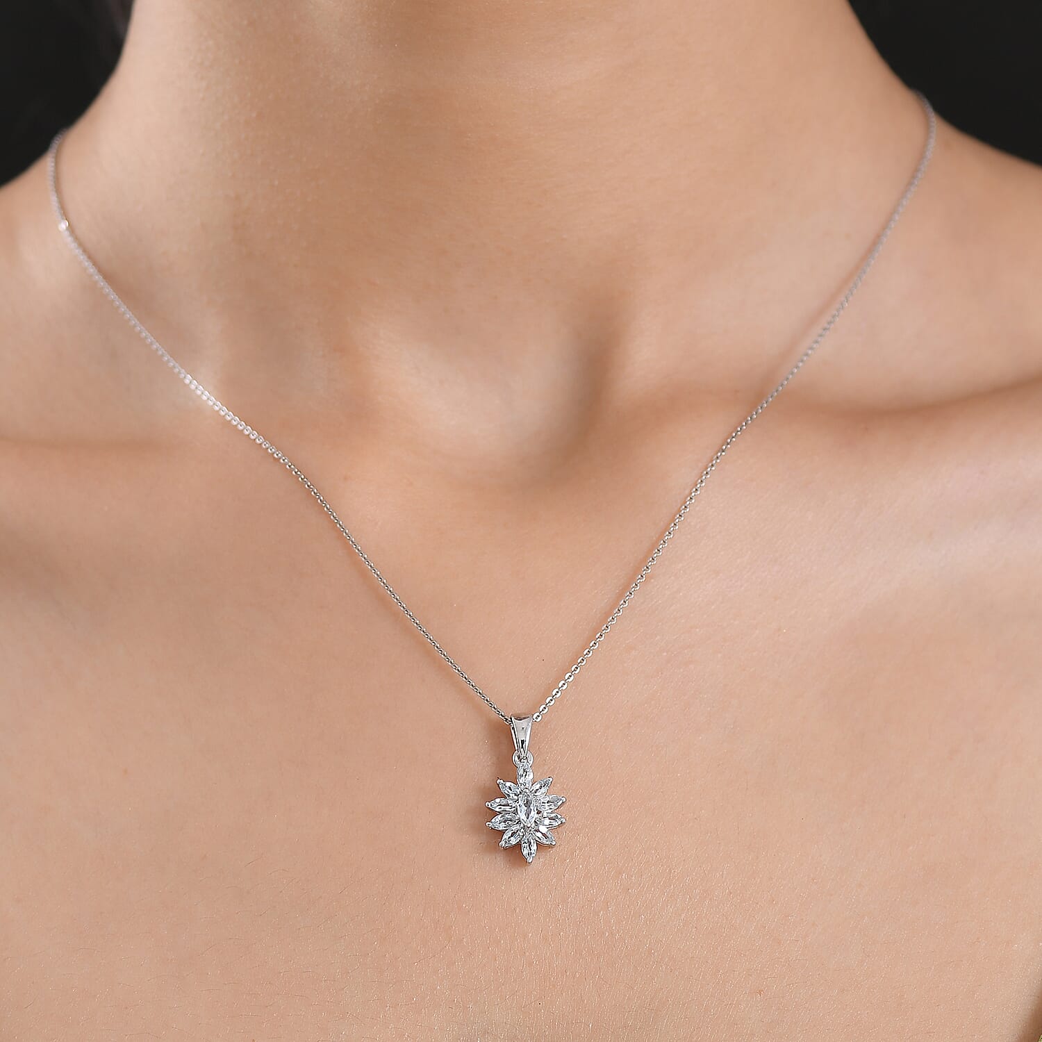 D'Joy Aquamarine  Pendant in Rhodium OverSterling Silver 1.51 ctw