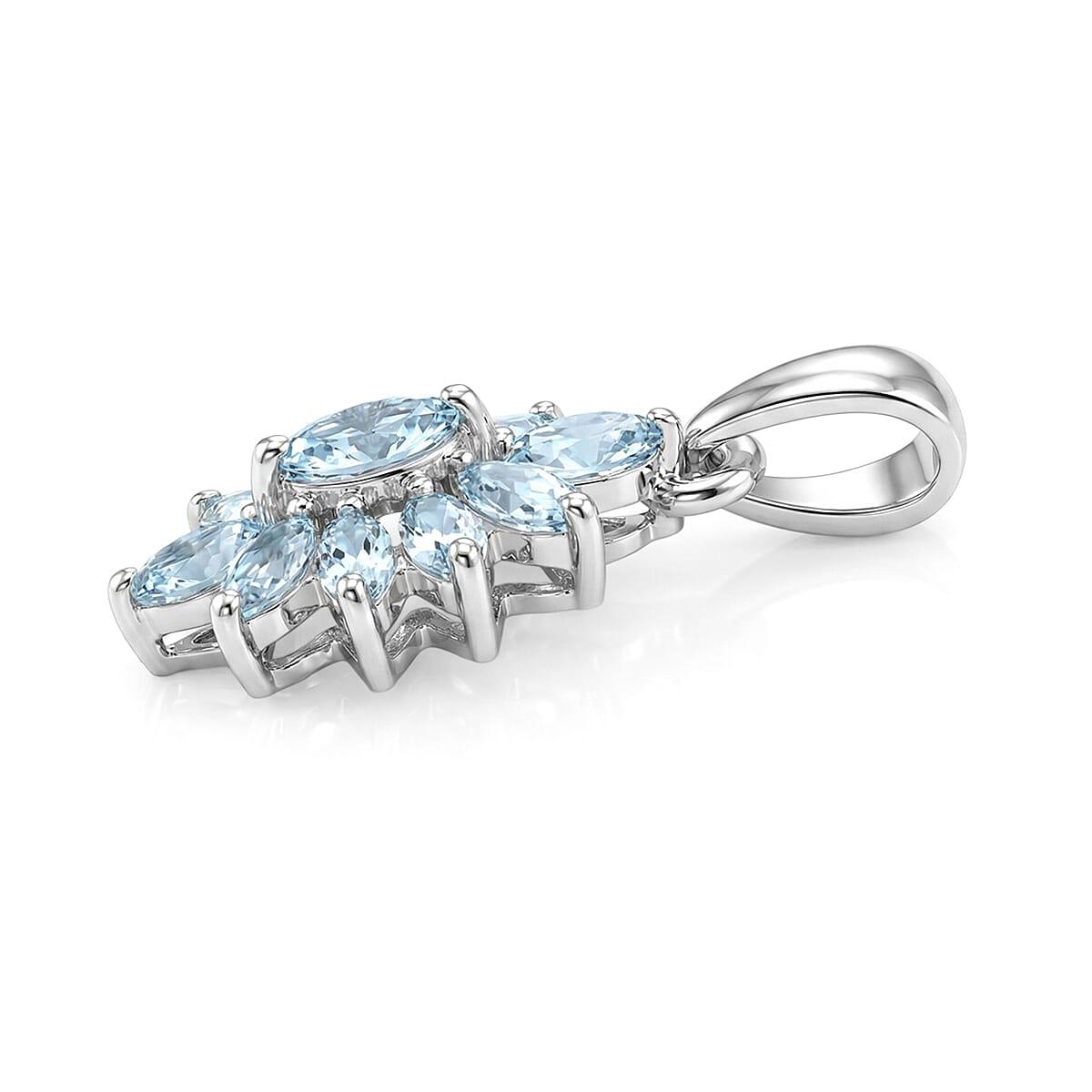 D'Joy Aquamarine  Pendant in Rhodium OverSterling Silver 1.51 ctw