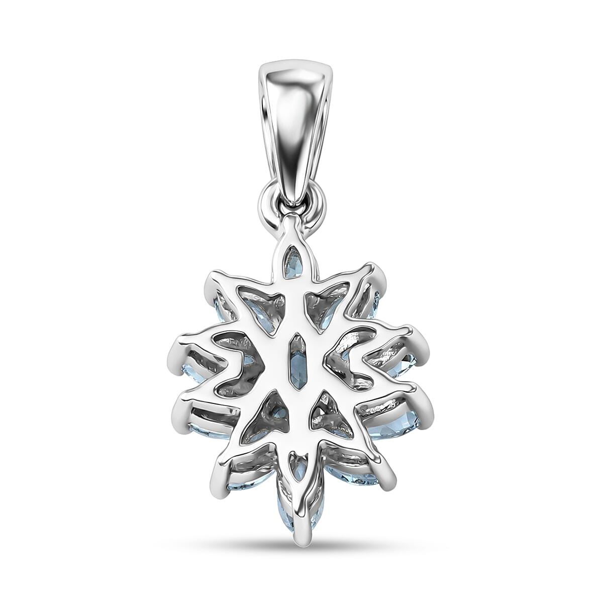 D'Joy Aquamarine  Pendant in Rhodium OverSterling Silver 1.51 ctw