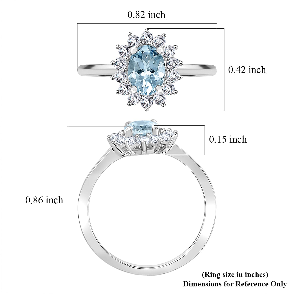 D'Joy Mangoro Aquamarine and White Zircon 1.15 ctw Ring in Rhodium Over Sterling Silver (Size 5.0) image number 5