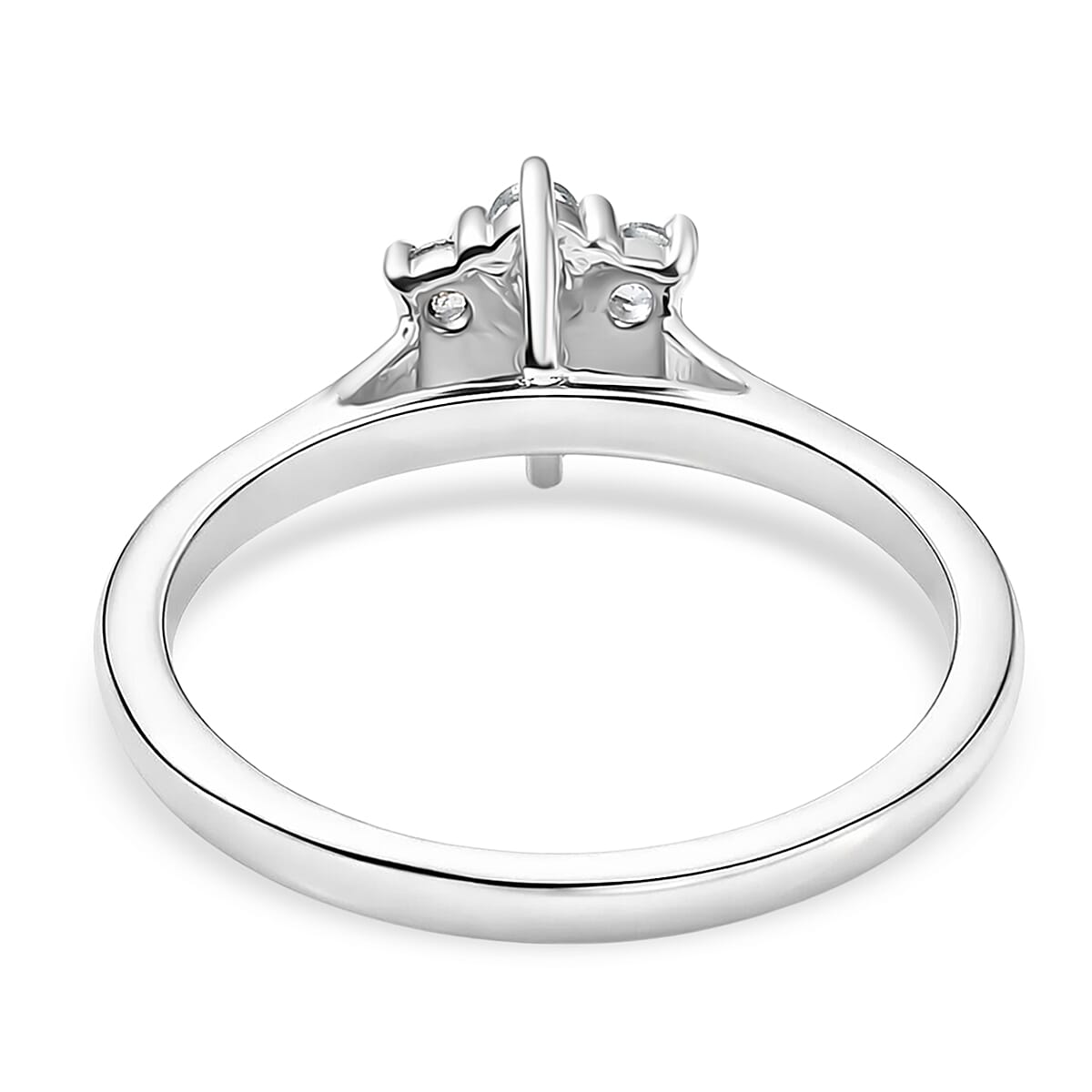 D'Joy Premium Mangoro Aquamarine and White Zircon 0.35 ctw Ring in Rhodium Over Sterling Silver (Size 6.0)