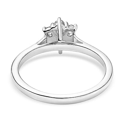 D'Joy Premium Mangoro Aquamarine and White Zircon 0.35 ctw Ring in Rhodium Over Sterling Silver (Size 6.0)