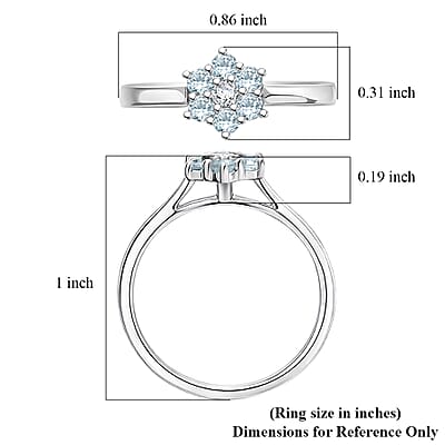 D'Joy Premium Mangoro Aquamarine and White Zircon 0.35 ctw Ring in Rhodium Over Sterling Silver (Size 6.0)