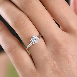 D'Joy Premium Mangoro Aquamarine and White Zircon 0.35 ctw Ring in Rhodium Over Sterling Silver (Size 7.0)